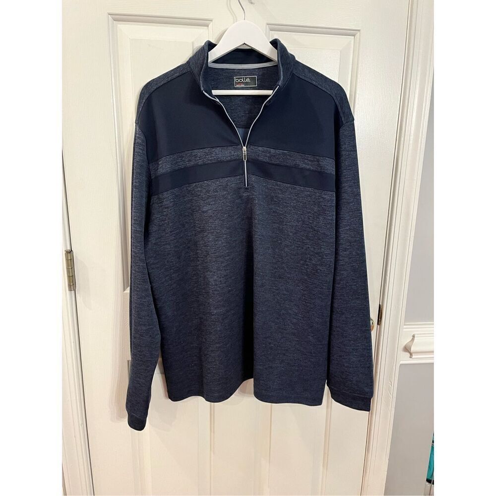 Bolle Black & Blue Space Dye Quarter Zip Sweatshirt sz XL EUC